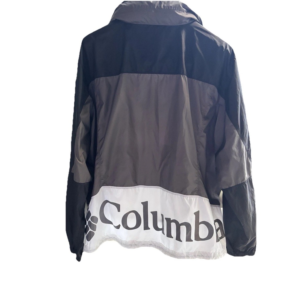 Columbia XL‎ Point Park Men Hooded LightWeight White Gray Windbreaker Packable
